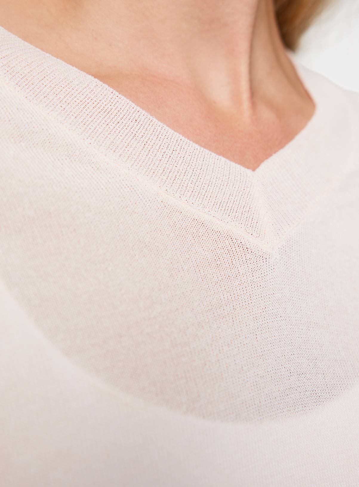 Sheer V-Neck Knitted Jumper S - Image 3